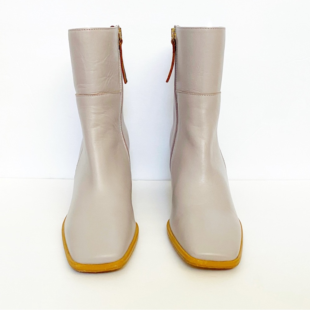 ALOHAS light purple brown leather west vintage chunky block heel ankle boots - Picture 4 of 14